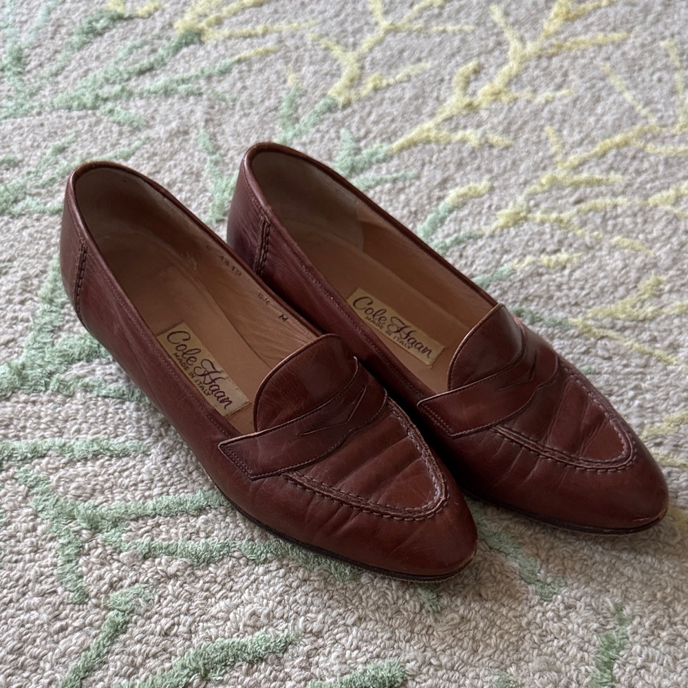 Cole Haan Vintage Women's Tan Italian Leather Penny Loafers 5.5